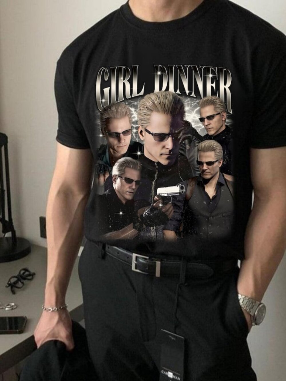 Resident Evil Girl Dinner Shirt, Retro Horror Game Tee, Bootleg Y2K T Shirt 91